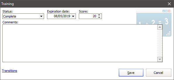 Training record as shown in a training course